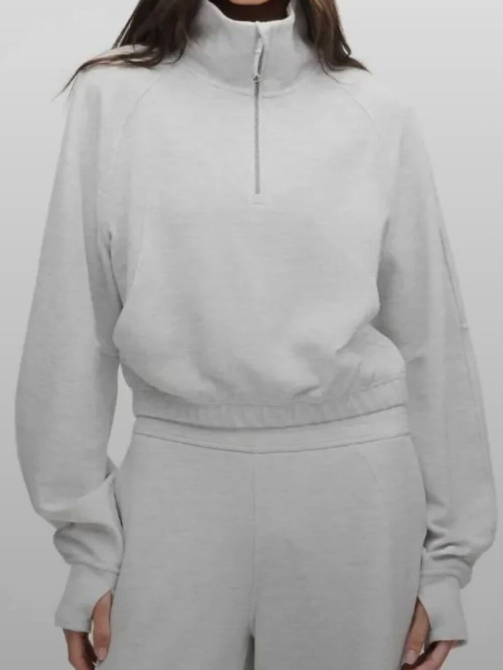 Lululemon Athletica Scuba Cropped Half-Zip FUNNEL NECKWaffle HCUG Grey